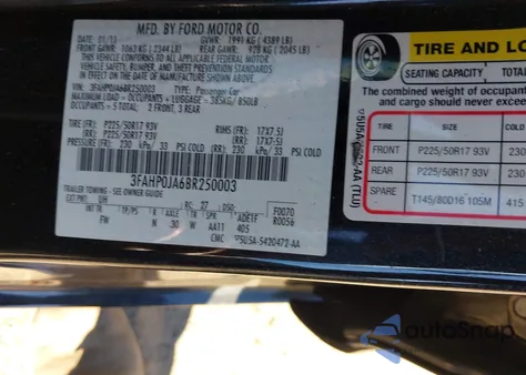 2011 Ford Fusion Sel from USA, damaged, VIN 3FAHP0JA6BR250003